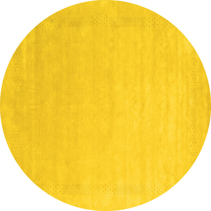 Round Solid Yellow Modern Rug, con2462yw
