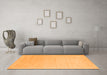 Machine Washable Solid Orange Modern Area Rugs in a Living Room, wshcon2462org