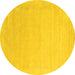 Round Machine Washable Solid Yellow Modern Rug, wshcon2462yw