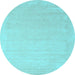 Round Machine Washable Solid Light Blue Modern Rug, wshcon2462lblu