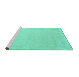 Sideview of Machine Washable Solid Turquoise Modern Area Rugs, wshcon2462turq