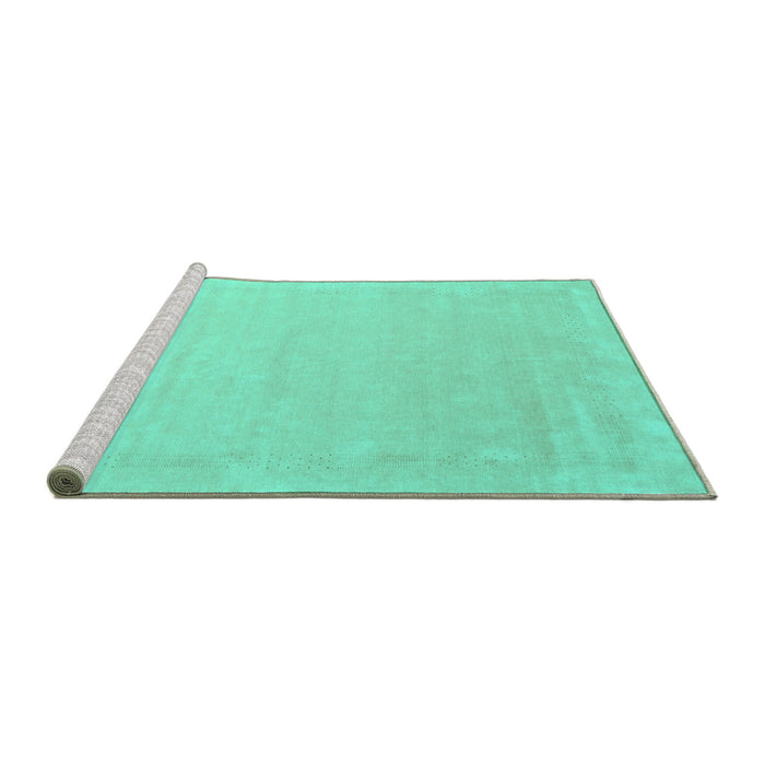 Sideview of Machine Washable Solid Turquoise Modern Area Rugs, wshcon2462turq