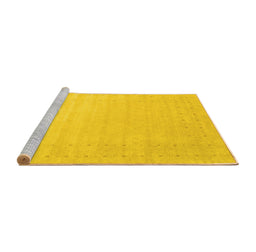 Sideview of Machine Washable Solid Yellow Modern Rug, wshcon2463yw