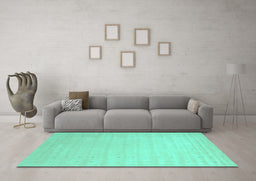 Machine Washable Solid Turquoise Modern Area Rugs in a Living Room,, wshcon2463turq