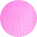 Round Machine Washable Solid Pink Modern Rug, wshcon2463pnk