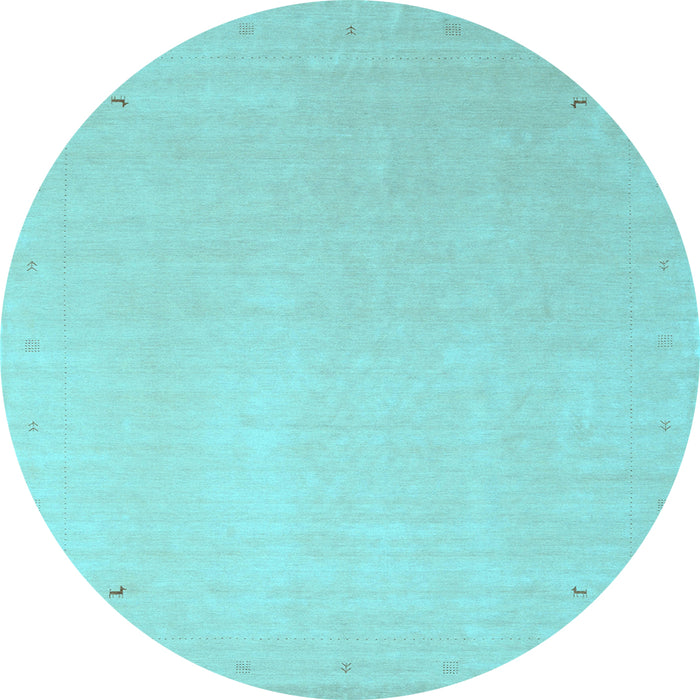 Round Machine Washable Solid Light Blue Modern Rug, wshcon2464lblu