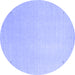 Round Machine Washable Solid Blue Modern Rug, wshcon2464blu