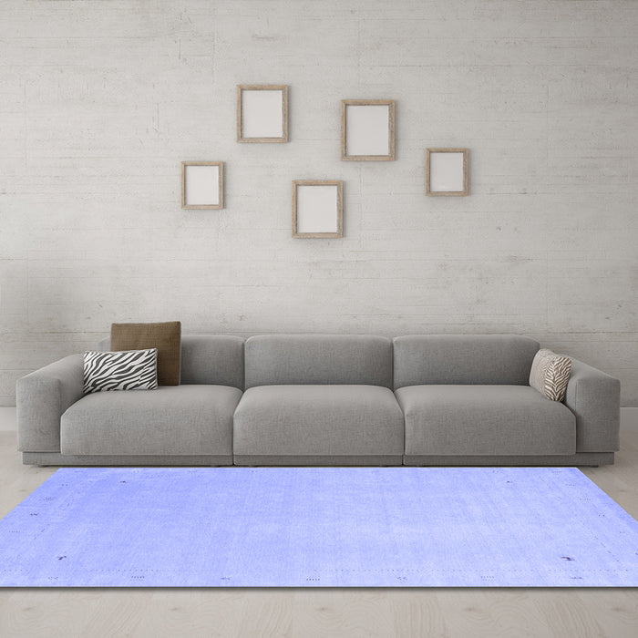 Machine Washable Solid Blue Modern Rug in a Living Room, wshcon2464blu