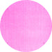 Round Machine Washable Solid Pink Modern Rug, wshcon2464pnk