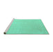 Sideview of Machine Washable Solid Turquoise Modern Area Rugs, wshcon2464turq