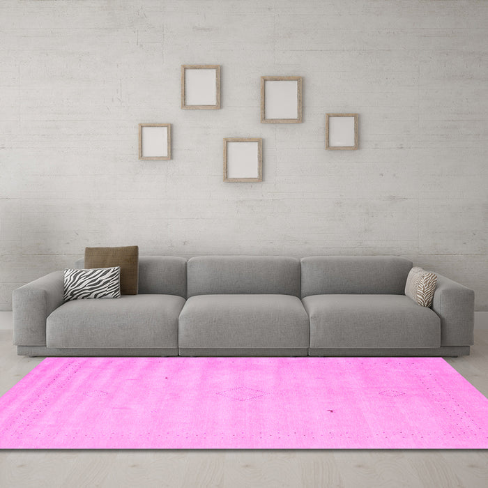 Machine Washable Solid Pink Modern Rug in a Living Room, wshcon2465pnk