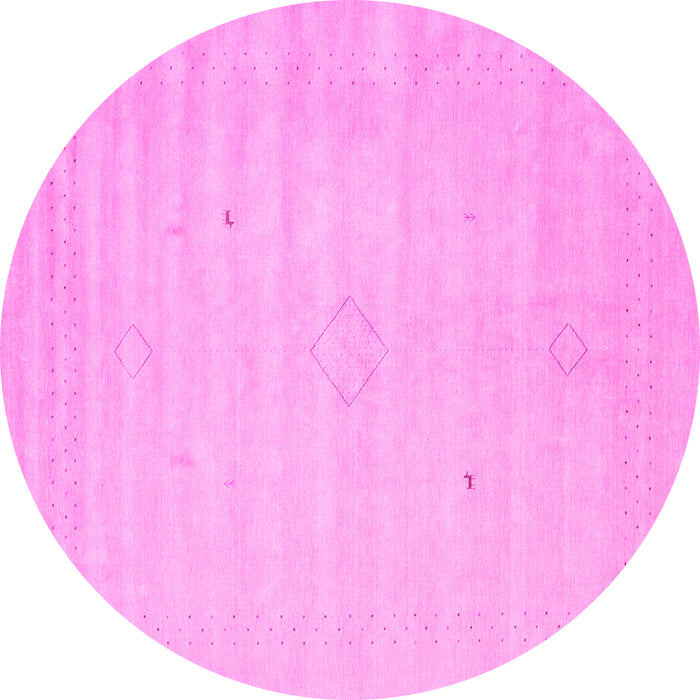 Round Machine Washable Solid Pink Modern Rug, wshcon2465pnk