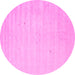 Round Machine Washable Solid Pink Modern Rug, wshcon2465pnk