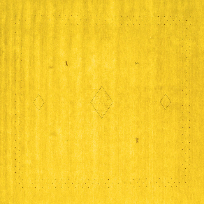 Square Machine Washable Solid Yellow Modern Rug, wshcon2465yw