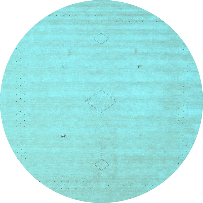 Round Machine Washable Solid Light Blue Modern Rug, wshcon2465lblu