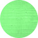 Round Machine Washable Solid Emerald Green Modern Area Rugs, wshcon2465emgrn