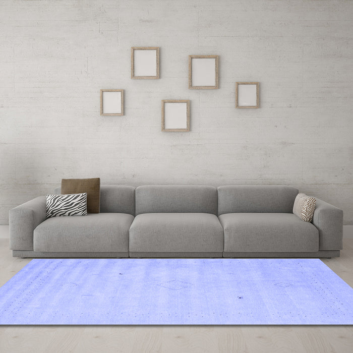 Machine Washable Solid Blue Modern Rug in a Living Room, wshcon2465blu