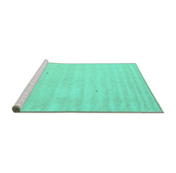 Sideview of Machine Washable Solid Turquoise Modern Area Rugs, wshcon2465turq
