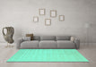 Machine Washable Solid Turquoise Modern Area Rugs in a Living Room,, wshcon2465turq