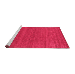 Sideview of Machine Washable Abstract Pink Contemporary Rug, wshcon2466pnk