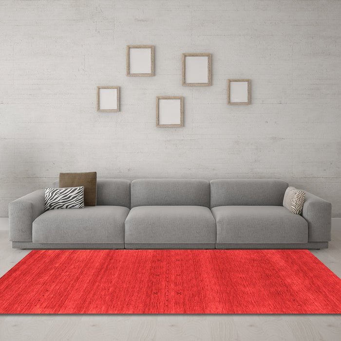 Machine Washable Abstract Orange Contemporary Area Rugs in a Living Room, wshcon2466org
