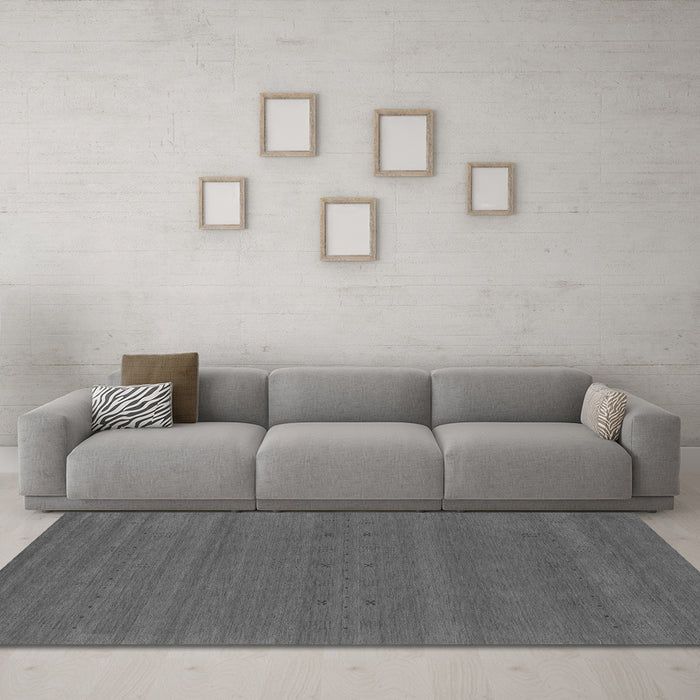 Machine Washable Abstract Gray Contemporary Rug in a Living Room,, wshcon2466gry