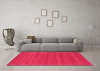 Machine Washable Abstract Pink Contemporary Rug, wshcon2466pnk