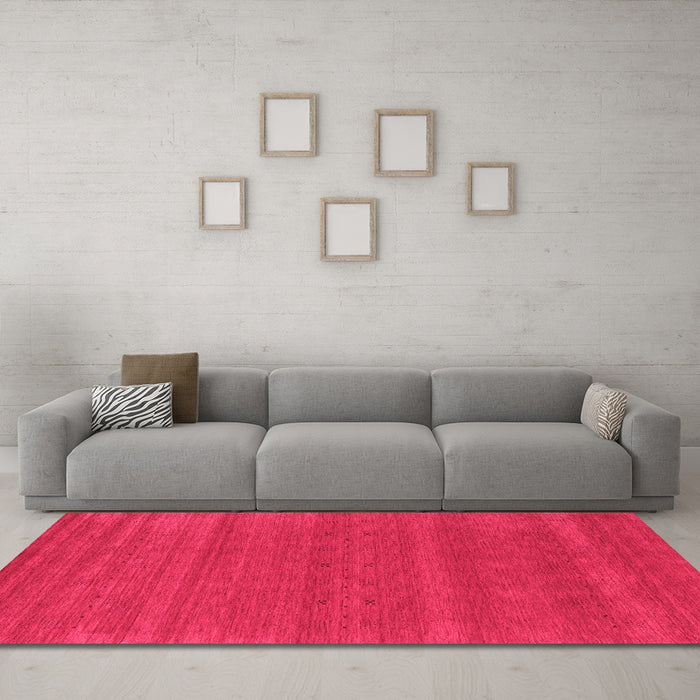 Machine Washable Abstract Pink Contemporary Rug in a Living Room, wshcon2466pnk
