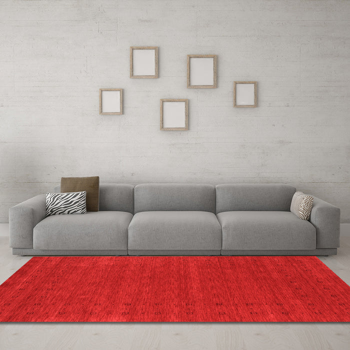 Machine Washable Abstract Orange Contemporary Area Rugs in a Living Room, wshcon2467org