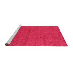 Sideview of Machine Washable Abstract Pink Contemporary Rug, wshcon2468pnk