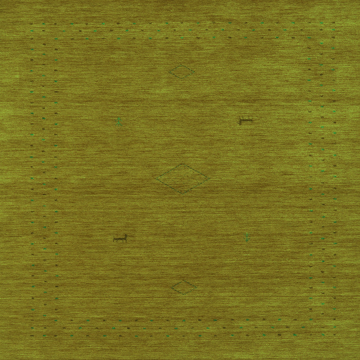 Serging Thickness of Abstract Green Contemporary Rug, con2468grn