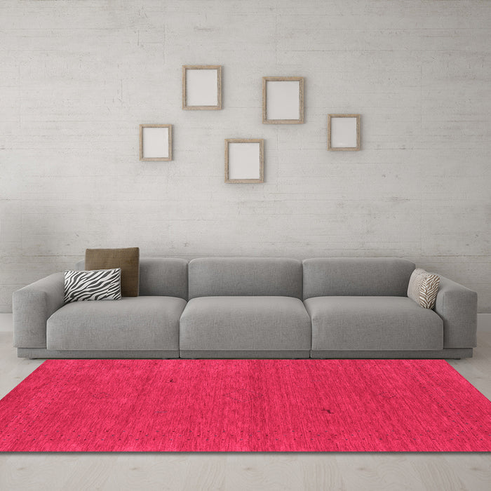 Machine Washable Abstract Pink Contemporary Rug in a Living Room, wshcon2468pnk