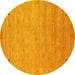 Round Machine Washable Abstract Yellow Contemporary Rug, wshcon2469yw