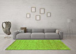 Machine Washable Abstract Green Contemporary Area Rugs in a Living Room,, wshcon2469grn