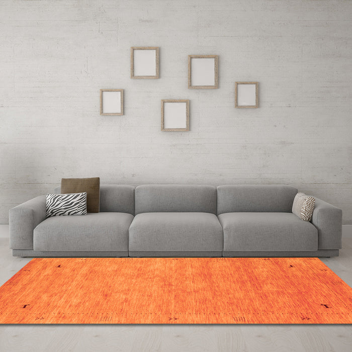 Machine Washable Abstract Orange Contemporary Area Rugs in a Living Room, wshcon2469org