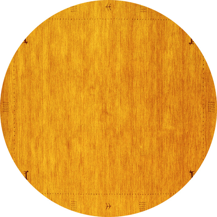 Round Abstract Yellow Contemporary Rug, con2469yw