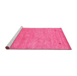 Sideview of Machine Washable Abstract Pink Contemporary Rug, wshcon2469pnk