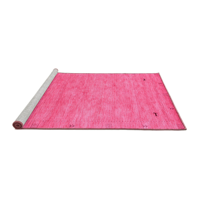 Sideview of Machine Washable Abstract Pink Contemporary Rug, wshcon2469pnk