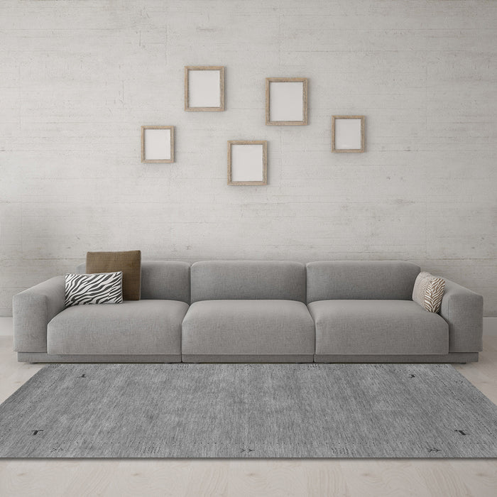 Machine Washable Abstract Gray Contemporary Rug in a Living Room,, wshcon2469gry