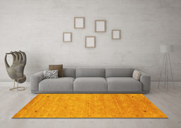 Machine Washable Abstract Yellow Contemporary Rug in a Living Room, wshcon2469yw