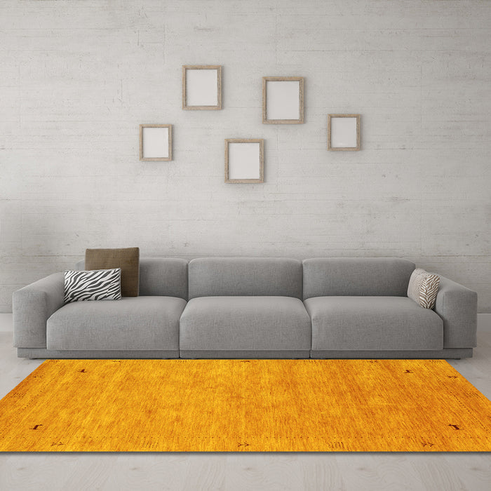 Machine Washable Abstract Yellow Contemporary Rug in a Living Room, wshcon2469yw