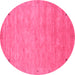 Round Abstract Pink Contemporary Rug, con2469pnk