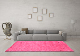 Machine Washable Abstract Pink Contemporary Rug in a Living Room, wshcon2469pnk