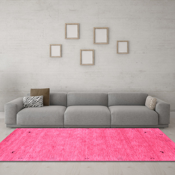 Machine Washable Abstract Pink Contemporary Rug in a Living Room, wshcon2469pnk
