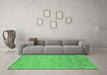 Machine Washable Abstract Emerald Green Contemporary Area Rugs in a Living Room,, wshcon2469emgrn