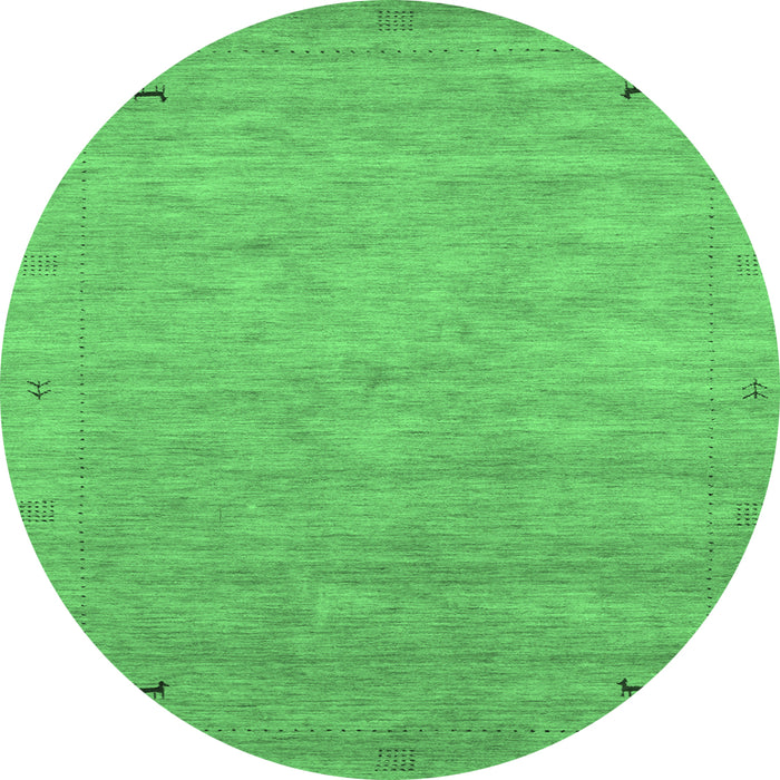 Round Abstract Emerald Green Contemporary Rug, con2469emgrn