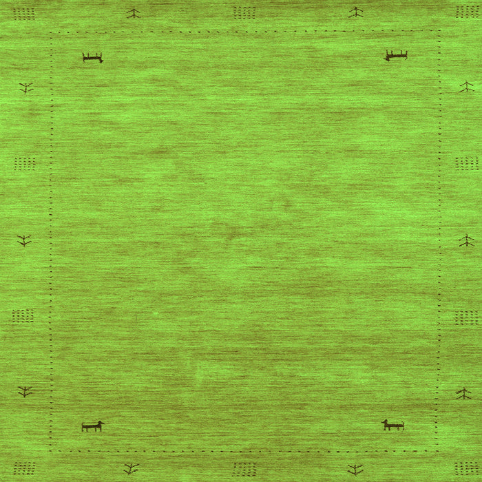Serging Thickness of Abstract Green Contemporary Rug, con2469grn