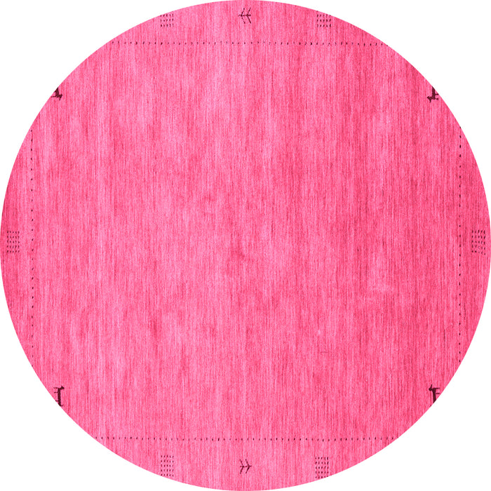 Round Machine Washable Abstract Pink Contemporary Rug, wshcon2469pnk