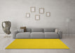 Machine Washable Solid Yellow Modern Rug in a Living Room, wshcon246yw