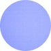 Round Machine Washable Solid Blue Modern Rug, wshcon246blu